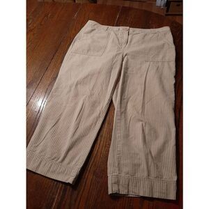 Size 12 Jones Sport New York Khaki Tan White Capri Casual Pants Pedal Pushers